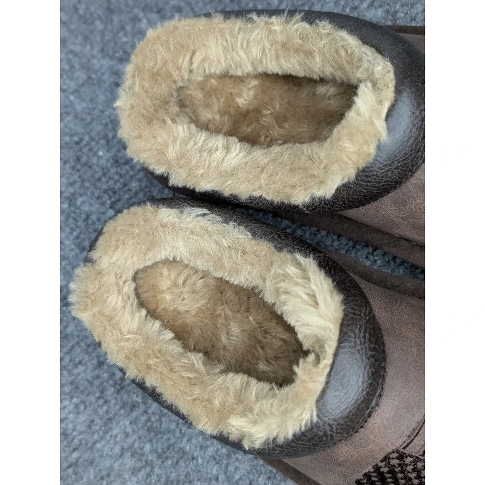 Ariat Patriot Square Toe House Slippers Boys Size Small (12-13)‎ Brown Leather